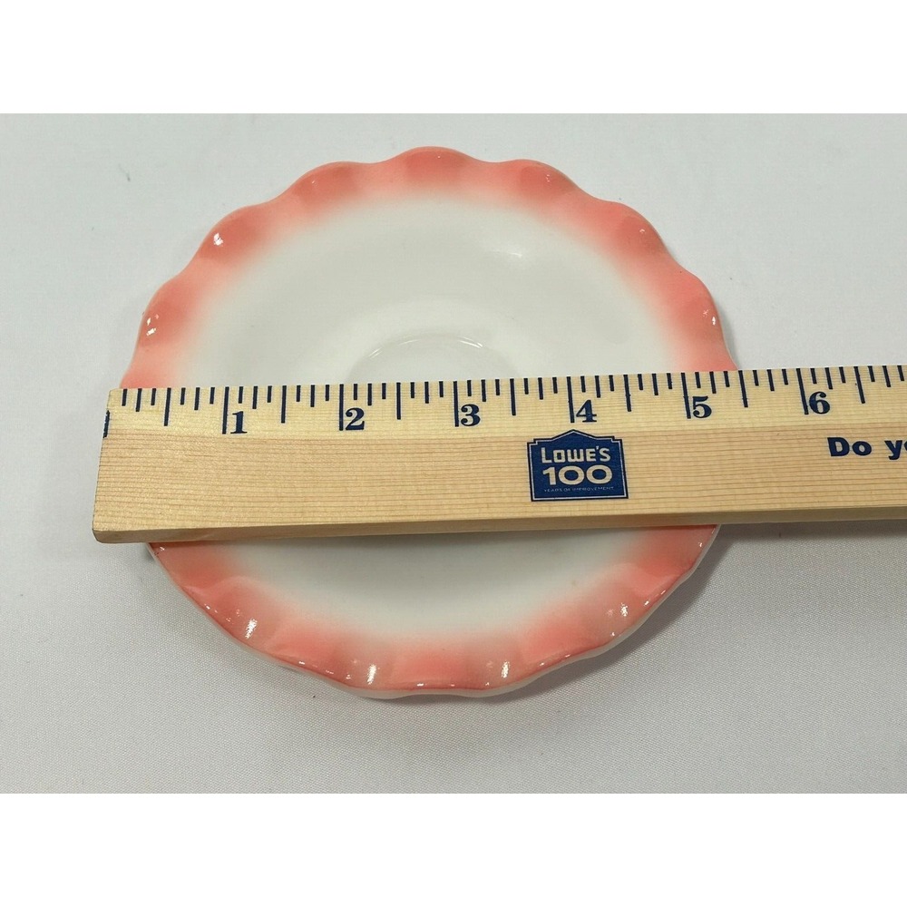 VTG Hazel Atlas Pink Depression Crinoline Ripple Ruffle Edge 3 Plates‎ 1 Saucer - Picture 9 of 10